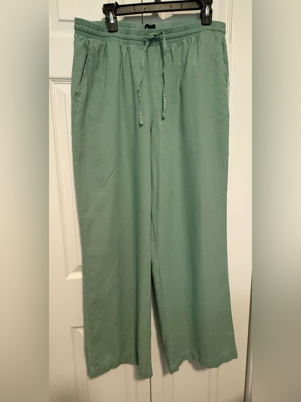 GAP Mint Green Drawstring Wide-Leg Linen Blend Pants